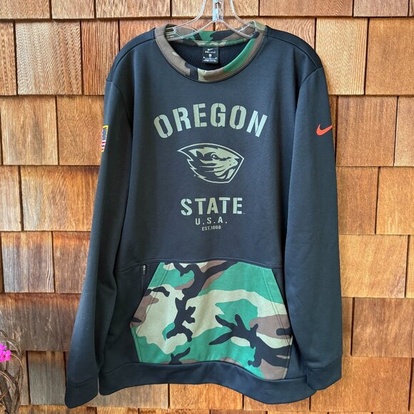 Nike Oregon State Beavers USA Camo Crewneck Long SleeveSweatshirt - Mens X-Large - Picture 1 of 8